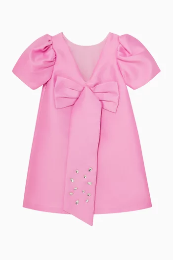 Bow Puff Sleeves Dress