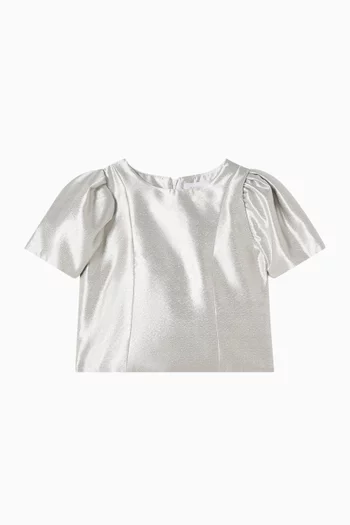 Metallic Puff Sleeves Top