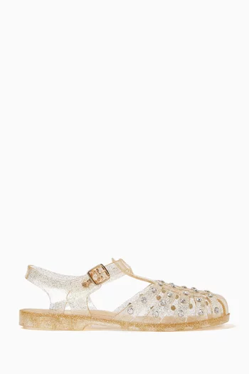 Rhys Glitter Jelly Sandals in Rubber