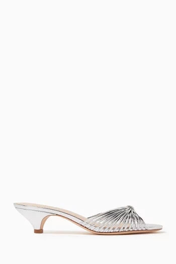 Dixie 40 Mule Sandals in Metallic Leather