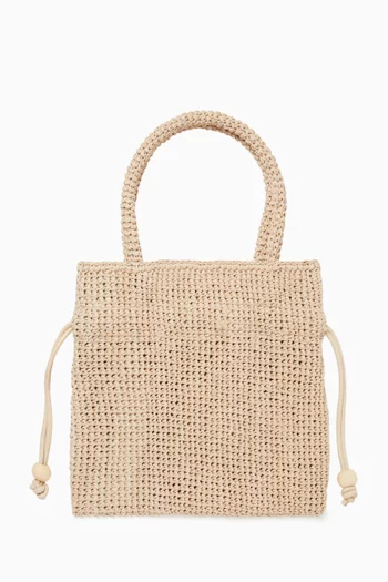 Small Kylie Drawstring Pouch in Raffia