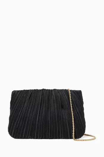 Small Brit Pleated Chain Clutch in Taffeta