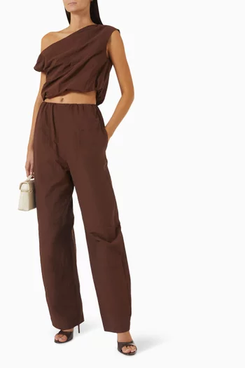 Cocoon Barrel-leg Pants in Nylon-Cotton Blend