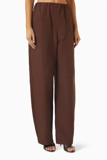 Cocoon Barrel-leg Pants in Nylon-Cotton Blend