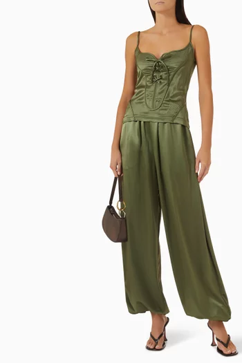 Paloma Lace-up Corset Top in Satin
