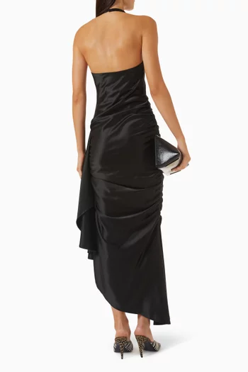 Mase Ruched Asymmetric Dress in Satin