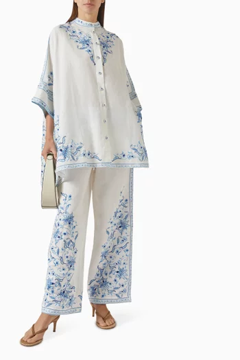 Arisha Wide-leg Pants in Linen Blend