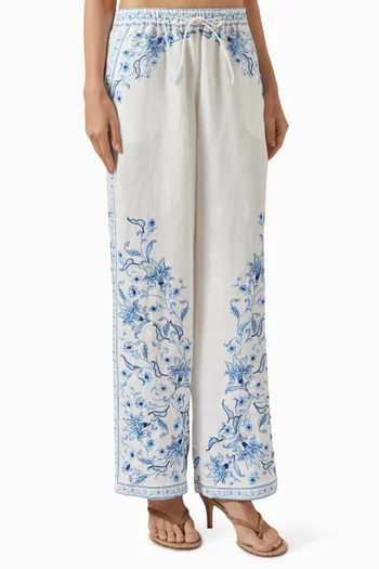 Arisha Wide-leg Pants in Linen Blend