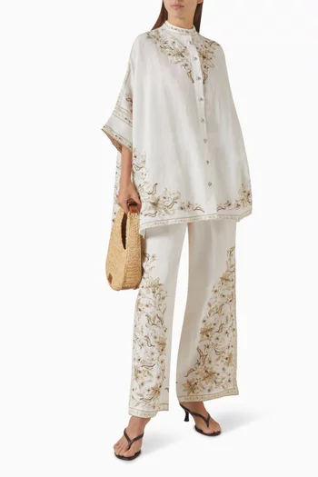 Arisha Wide-leg Pants in Linen Blend