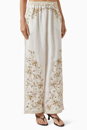 Arisha Wide-leg Pants in Linen Blend