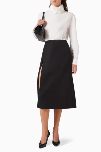 Embroidered-collar Shirt in Cotton Muslin