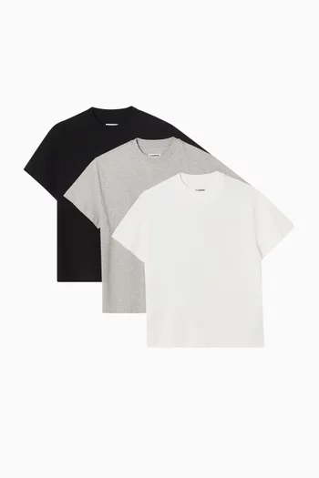 Embroidered Logo T-shirt in Cotton, Set of 3
