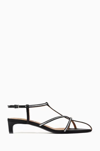 Crystal Cage Sandals in Satin