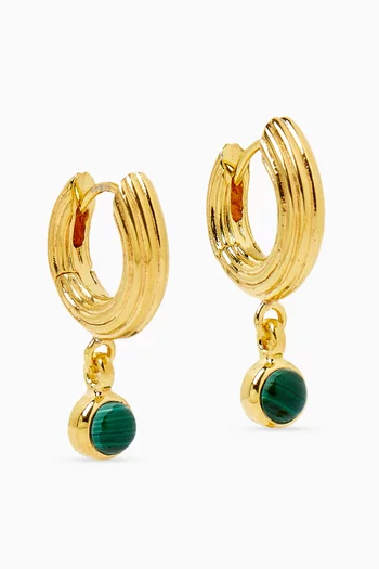 Mini Non-Conformist Malachite Hoop Earrings in 18kt Gold Vermeil
