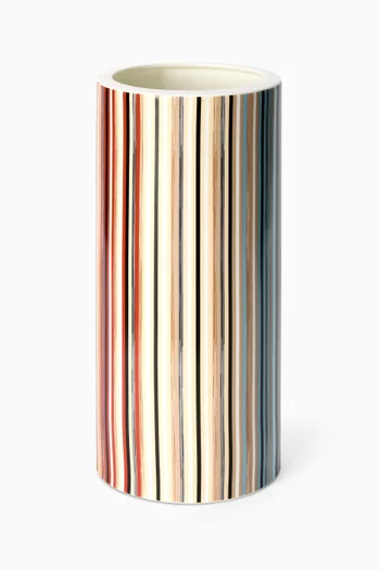 Striped High Vase in Porcelain