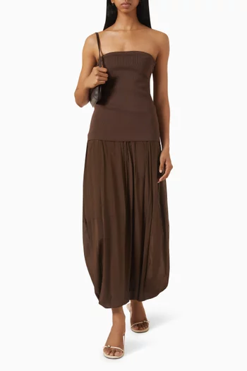 Strapless Balloon Hem Maxi Dress