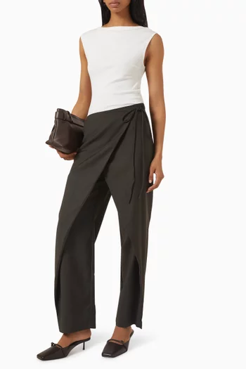 Wrap Rouleau Pants in Wool-blend