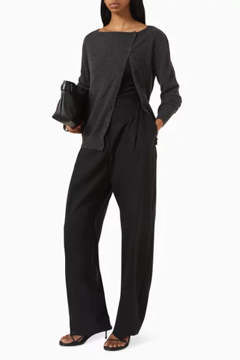 Button Front Pleat Pants in Wool