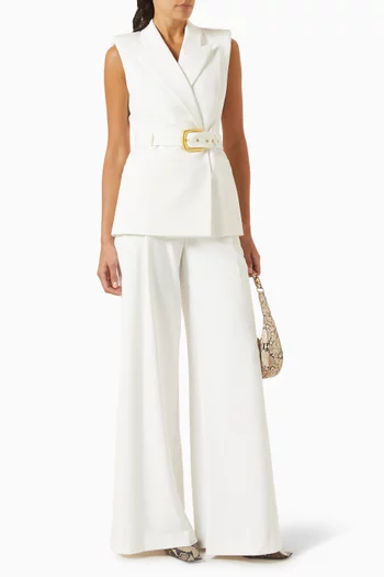 Emerly Belted Vest in Suit Fabric