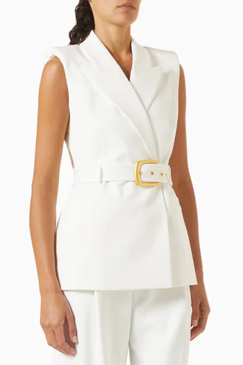 Emerly Belted Vest in Suit Fabric