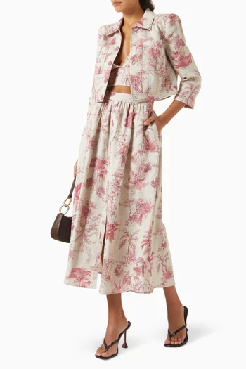 Seina Midi Skirt in Linen