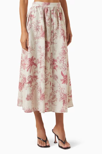 Seina Midi Skirt in Linen