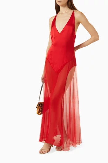 Olympia Sheer-skirt Dress in Viscose