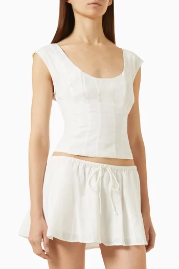Leila Lace-up Top in Linen