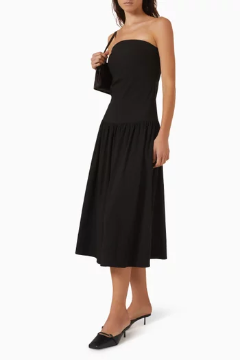 Gathered Dress in Organic Cotton Blend