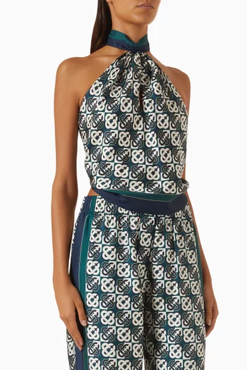 Monogram Scarf Top in Silk