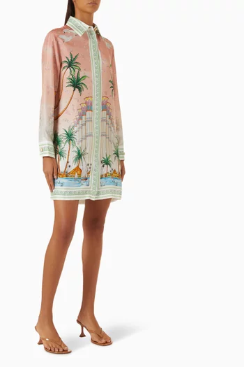 Printed Shirt Dress in Silk