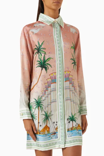 Printed Shirt Dress in Silk