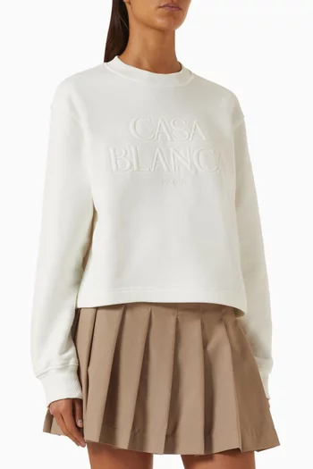 Crop Sweatshirt in Cotton Blend