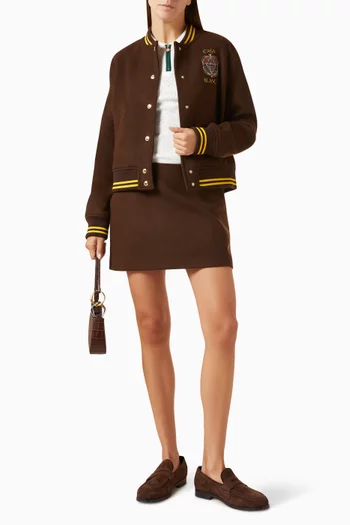 Embroidered Varsity Jacket in Wool