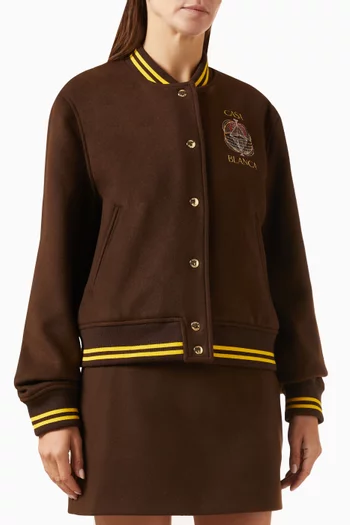 Embroidered Varsity Jacket in Wool