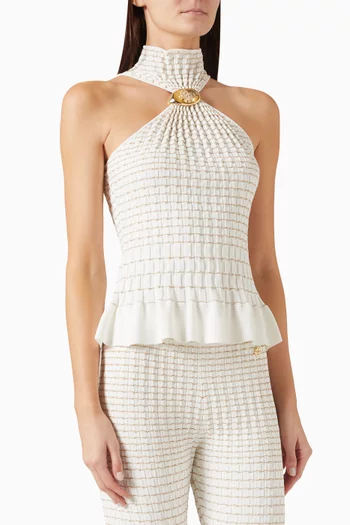 Pleated Mosaic Halterneck Top