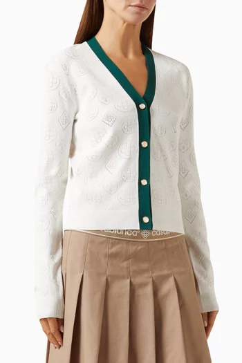 Pointelle Monogram Cardigan