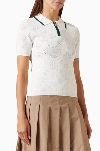 Pointelle Monogram Polo Shirt