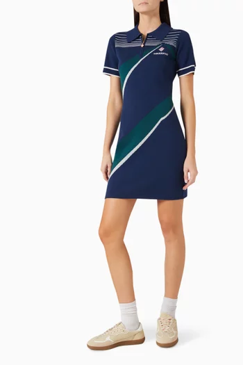 Pyramid Jacquard Polo Mini Dress in Wool-blend