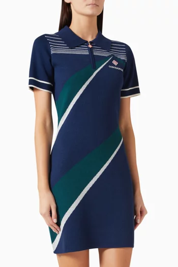 Pyramid Jacquard Polo Mini Dress in Wool-blend