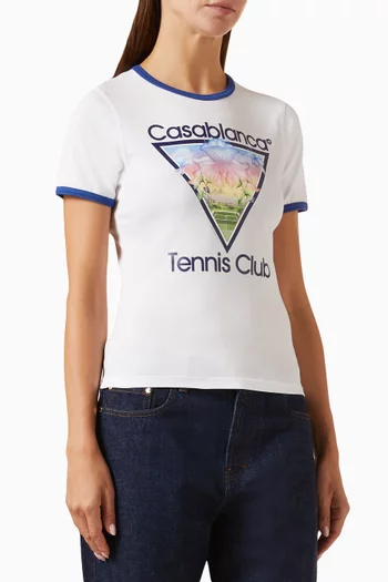 Tennis Club Icon Longline Ringer T-shirt in Cotton
