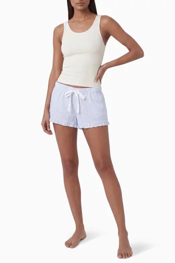 Cotton Poplin Sleep Ruffle Shorts