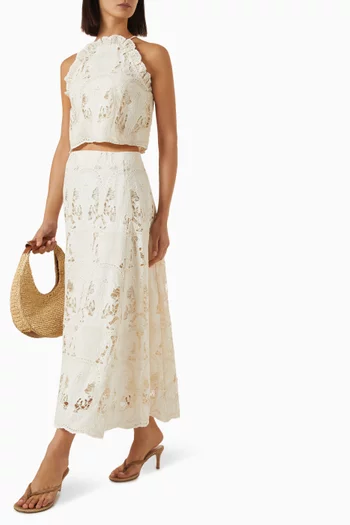 Emryn Embroidered Skirt in Cotton