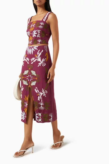 Meara Midi Skirt in Linen