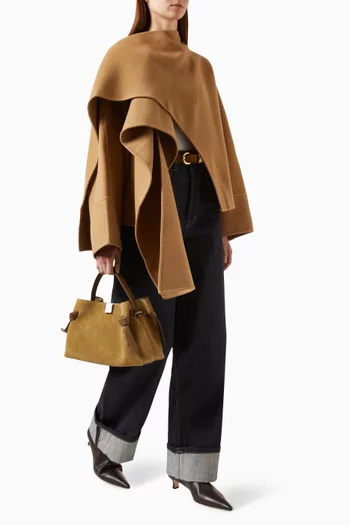 Nuage Draped Scarf Coat in Wool