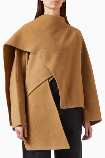 Nuage Draped Scarf Coat in Wool