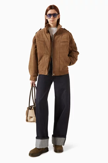 Tova Bomber Jacket in Faux Suede