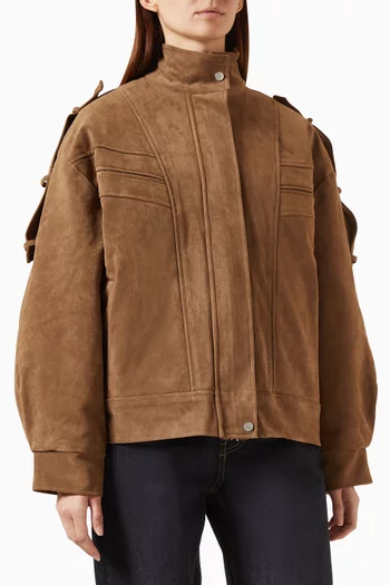 Tova Bomber Jacket in Faux Suede