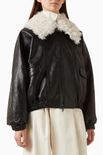 Rioni Faux-fur Collar Bomber Jacket