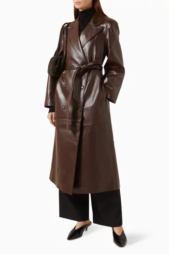 Briella Trench Coat in Faux Leather